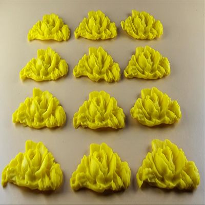 12 x Edible 3D Rose Bunch Flowers Roses icing toppers, cake cupcakes decorations T080 (Yellow)