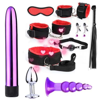 10-Piece Red Nylon Partner Couples Fitness Set - Versatile Home Hip Training Accessories