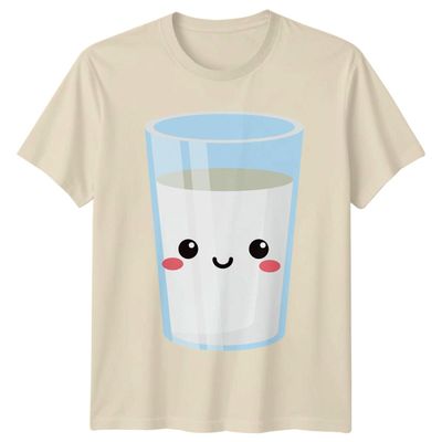 A Glass of Milk Makes Everything T-Shirt Kawaii Dairy Beverage for Him and Her L
