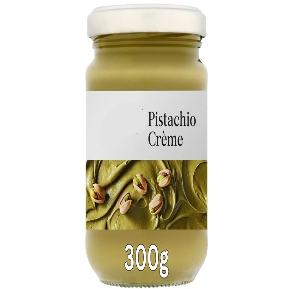 Pistachio Creme Spread, 1 x 300g, Smooth and creamy pistachio crme perfect for spreading on toast, pancakes, or using as a dessert topping