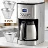 2 Pack Coffee Filter Compatible with Cuisinart Coffee Maker 304 Stainless Steel Permanent Cone Coffee Filters Reusable Cone Filters for Cuisinart DCC 1200P1 3200NAS 3400NAS view 2