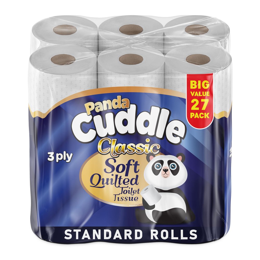 3 Ply Unscented Toilet Rolls Bulk Buy - Luxury Quilted Toilet Paper, Super Soft Loo Roll, Embossed Virgin Toilet Tissue, Multi-Pack (Classic White) by Panda Cuddle