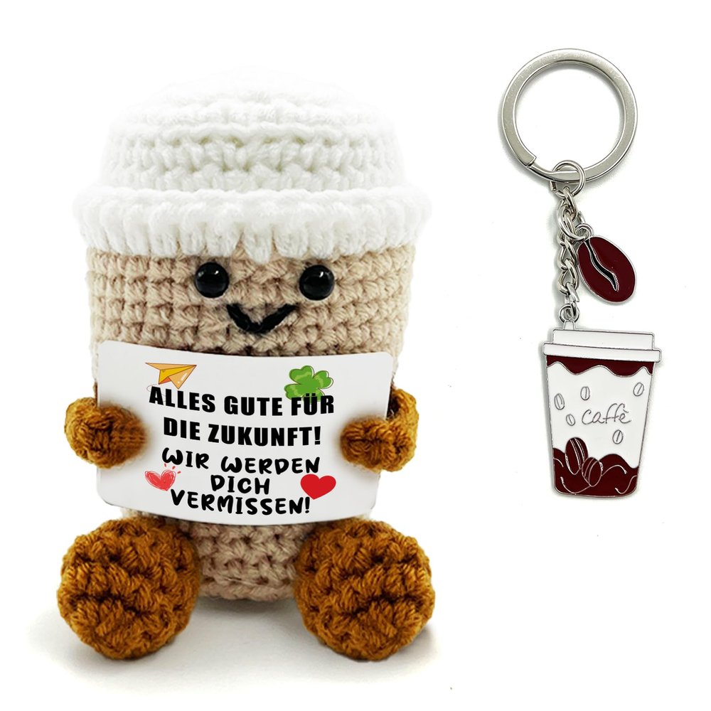 HeDaKang Coffee Gift for Coffee Lovers Coffee Gifts - Positive Potato Series Crochet Coffee to Go Mug Lucky Charm Coffee Gifts for Men Women (Colleagues)