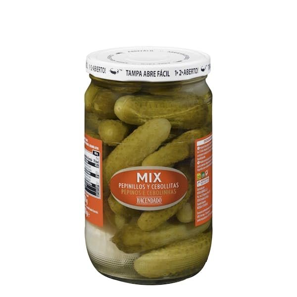 Hacendado Pickle and Spring Onion Mix, Multicoloured, Whole, 670g Jar, Pack of 3