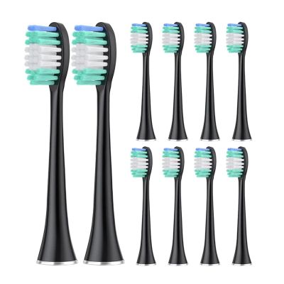 10 Pieces Brush Head,Compatible for Aquasonic,Series Electric Toothbrush(Black)