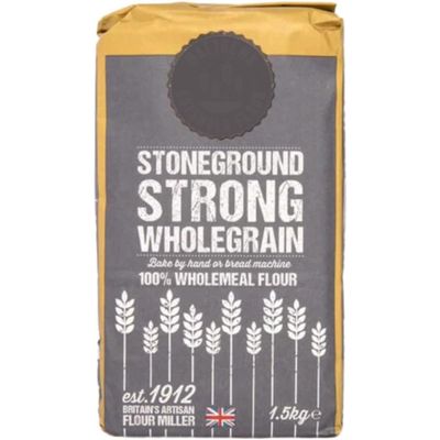 Stoneground Strong Wholegrain 1.5Kg - High Protein 14.5% Wholemeal Flour for Rustic Bread, Traditionally Milled with Nutritious Bran and Germ, Ideal for Baking and Blending