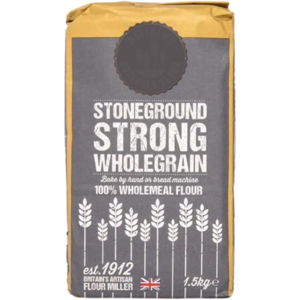 Stoneground Strong Wholegrain 1.5Kg - High Protein 14.5% Wholemeal Flour for Rustic Bread, Traditionally Milled with Nutritious Bran and Germ, Ideal for Baking and Blending