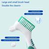 2 Pcs Denture Brush,Double Bristle Head Denture Toothbrush,Soft Bristles Teeth Toothbrush,Comfort Grip Handle Denture Cleaning Brush,for Cleaning False Teeth Mainteance(Green,Blue) view 4
