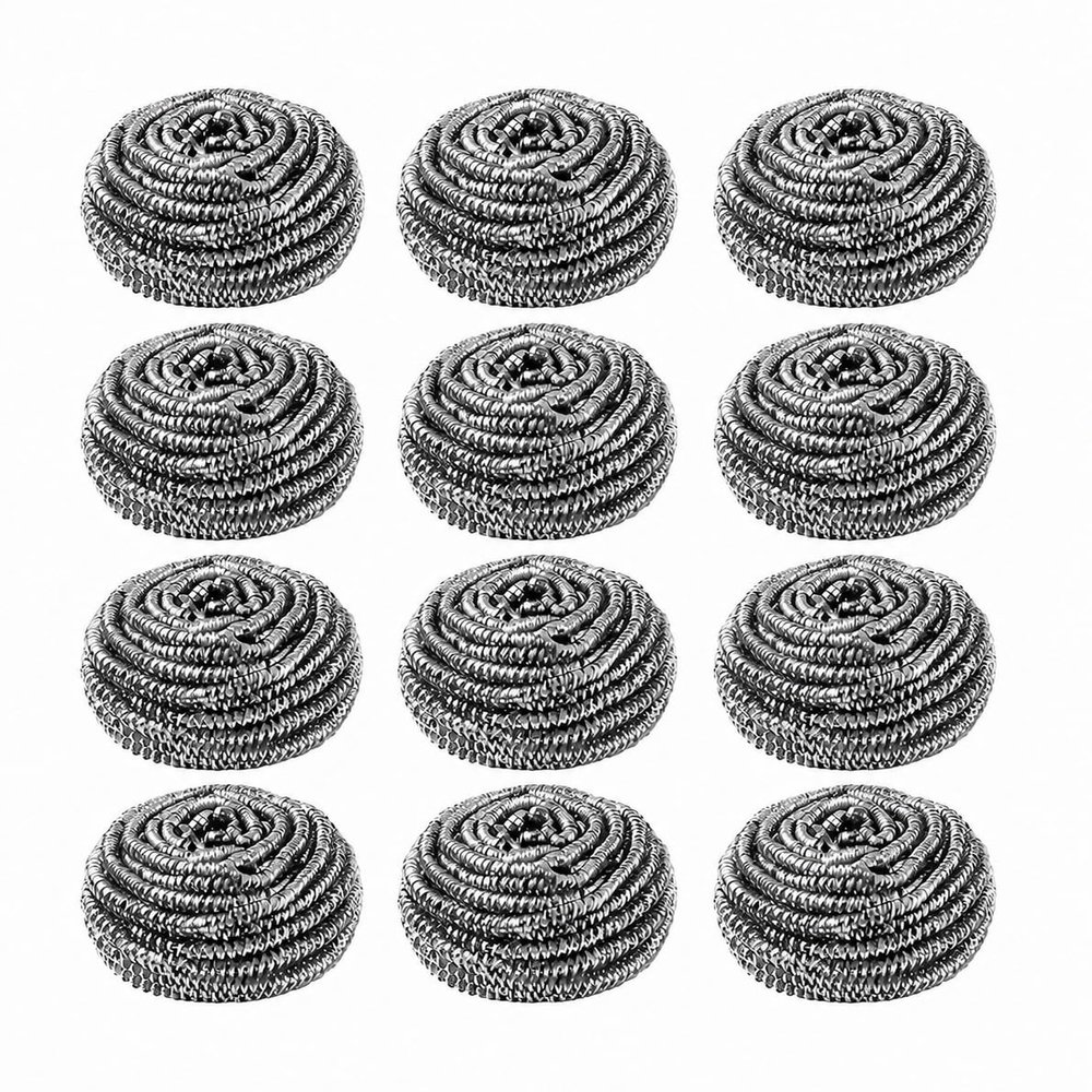 Stainless Steel Wool Scrubber (20g) Pack of 12 + 1 | Flexible Scouring Pads for Kitchen Dishes, Pots, Pans, & Sinks