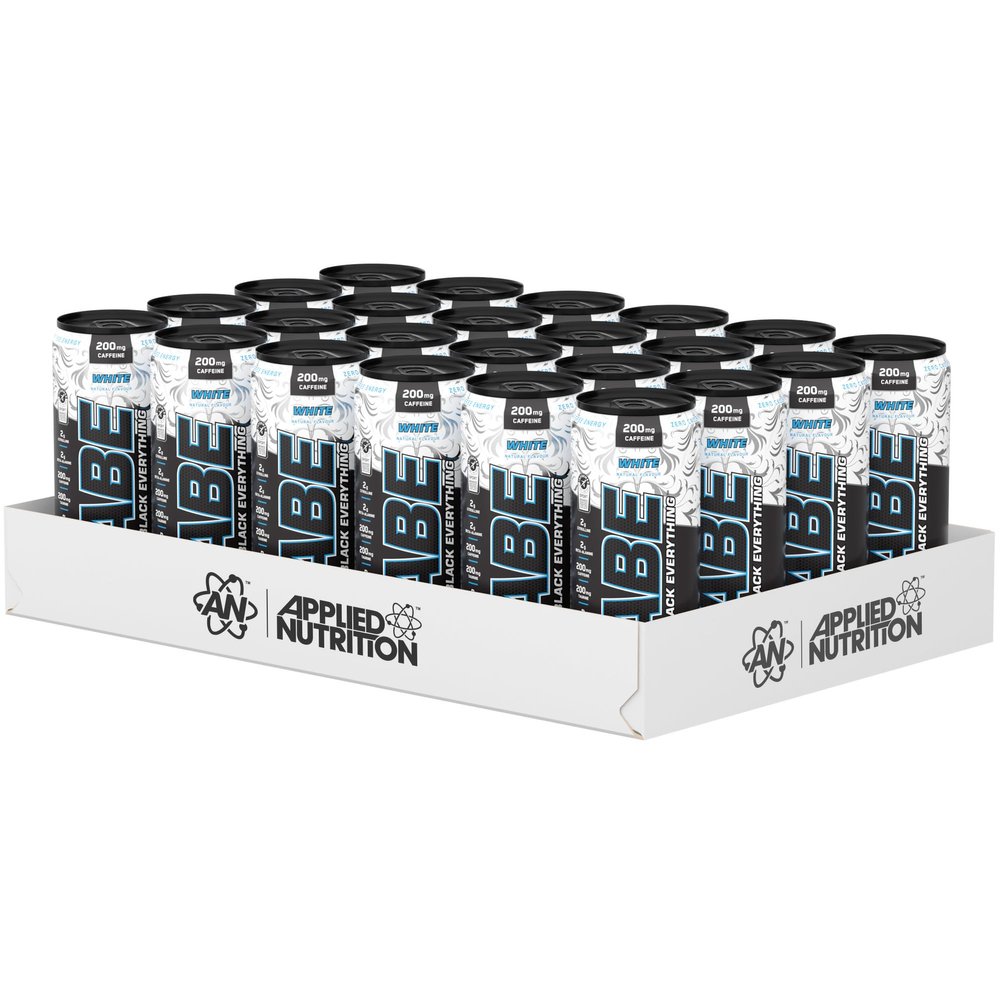 Applied Nutrition ABE Pre Workout Cans - All Black Everything Energy + Performance Drink, ABE Carbonated Beverage Sugar Free with Caffeine (Pack of 24 Cans x 330ml) (White)