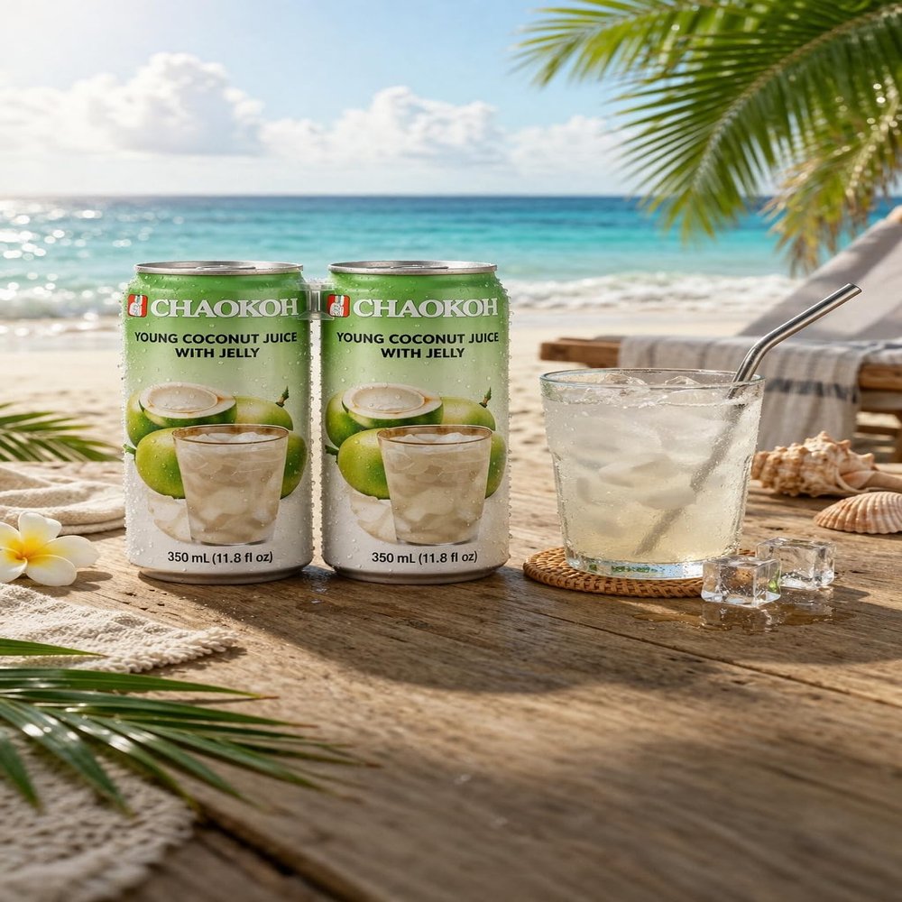 Fakhri Chaokoh Young Coconut Juice with Pulp 350ml | Refreshing Summer Drink | Cooling Taste | Pack of 2