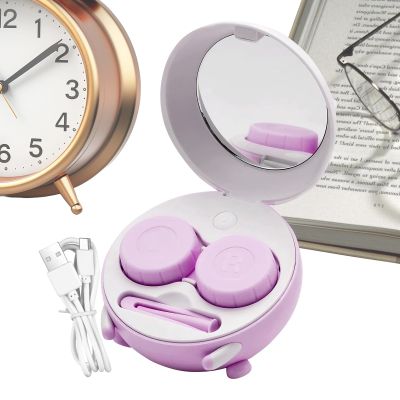 Generisch Contact Lens Case Travel with Mirror Tweezers Rechargeable Box Travel Contact Lenses Applicator Tool for Soft Coloured Scleral RGP Lenses Household Outdoor Office Everyday, purple, Siehe