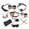 10-Piece Golden Leopard Print Leather Couples Fitness Set - Multi-Functional Home Workout Accessories - Couple Gift view 1