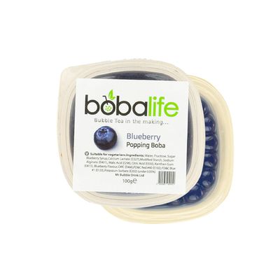 Bobalife Blueberry Popping Boba Pearls 100g Fruit Juice Filled Bubble Tea Pearls, Boba Topping for Drinks, Desserts & Cocktails Vegan & Gluten Free
