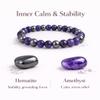 FLEXXORA GLOBAL Inner Calm & Stability Crystal Bracelet, Healing with Hematite & Amethyst, Includes Authenticity Certiticate. view 3