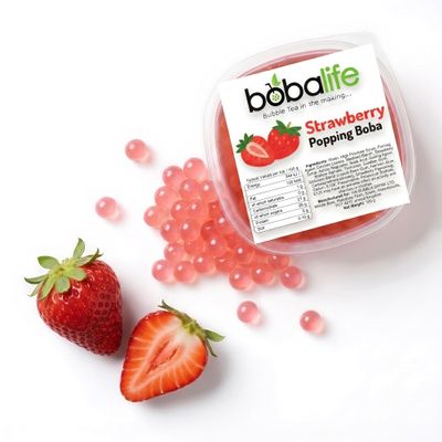 Bobalife Strawberry Popping Boba Pearls 100g Fruit Juice Filled Bubble Tea Pearls, Boba Topping for Drinks, Desserts & Cocktails Vegan & Gluten Free