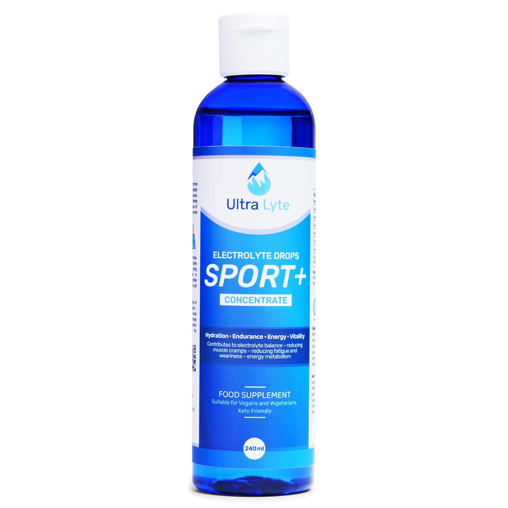 Ultra Lyte Electrolyte Drops Sport+ Concentrate - 240ml Fast Hydration Electrolytes Boost Endurance, Energy Keto Vegan Friendly Rehydration Liquid Electrolytes for Athletes, Workout - Unflavoured