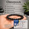 Black Obsidian Bracelet for Protection & Grounding Natural Crystal Bead Bracelet, Spiritual Energy Stone Jewellery, Stretch Fit Unisex Gemstone Bracelet, Includes Authenticity Certiticate view 2