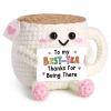 Juratar Friendship Gifts for Women, Handmade Best-Tea Crochet Tea with Pun Card, Best Friend Gift for Woman BFF Bestie, Long Distance Thank You Present for Best Friends Sister view 1
