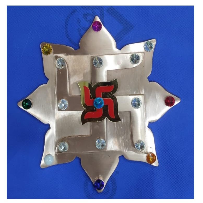Rudrashiv Blessing Copper Lotus Plate for ENHANCES Overall Effects of Nine Planets & Remove All Your VASTU DOSH (8 x 8 Inch) (1100 Gram) Pack of 1