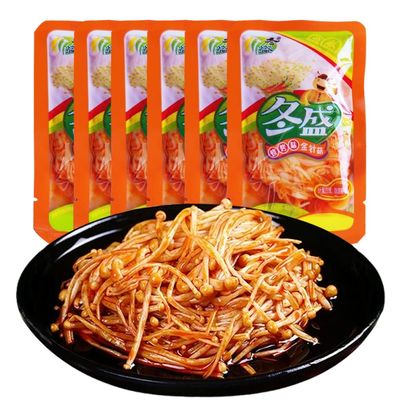 DAMAICHUHAI Spicy Enoki Mushroom Snack, 30g Per Pack, 6 Packs - Chinese Mushroom Crisps, Enoki Mushroom Snack, Hot & Savory, Ready to Eat, Vegan, Gluten-Free