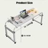Adjustable Over Bed Table with Wheels - Height Adjustable Overbed Table for Twin/Full/Queen/King Size Beds - Black Rolling Hospital Bed Tray (Wood) view 2