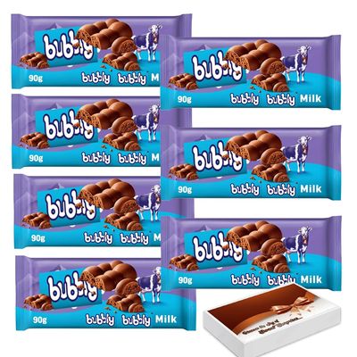 Bubbly Variety Chocolate Bars Assorted Aerated Milk Chocolate Selection Pack, Smooth & Creamy Sharing Chocolate Gift Box - Mk (10 x Bars, Bubbly Milk chocolate Bar 90g)