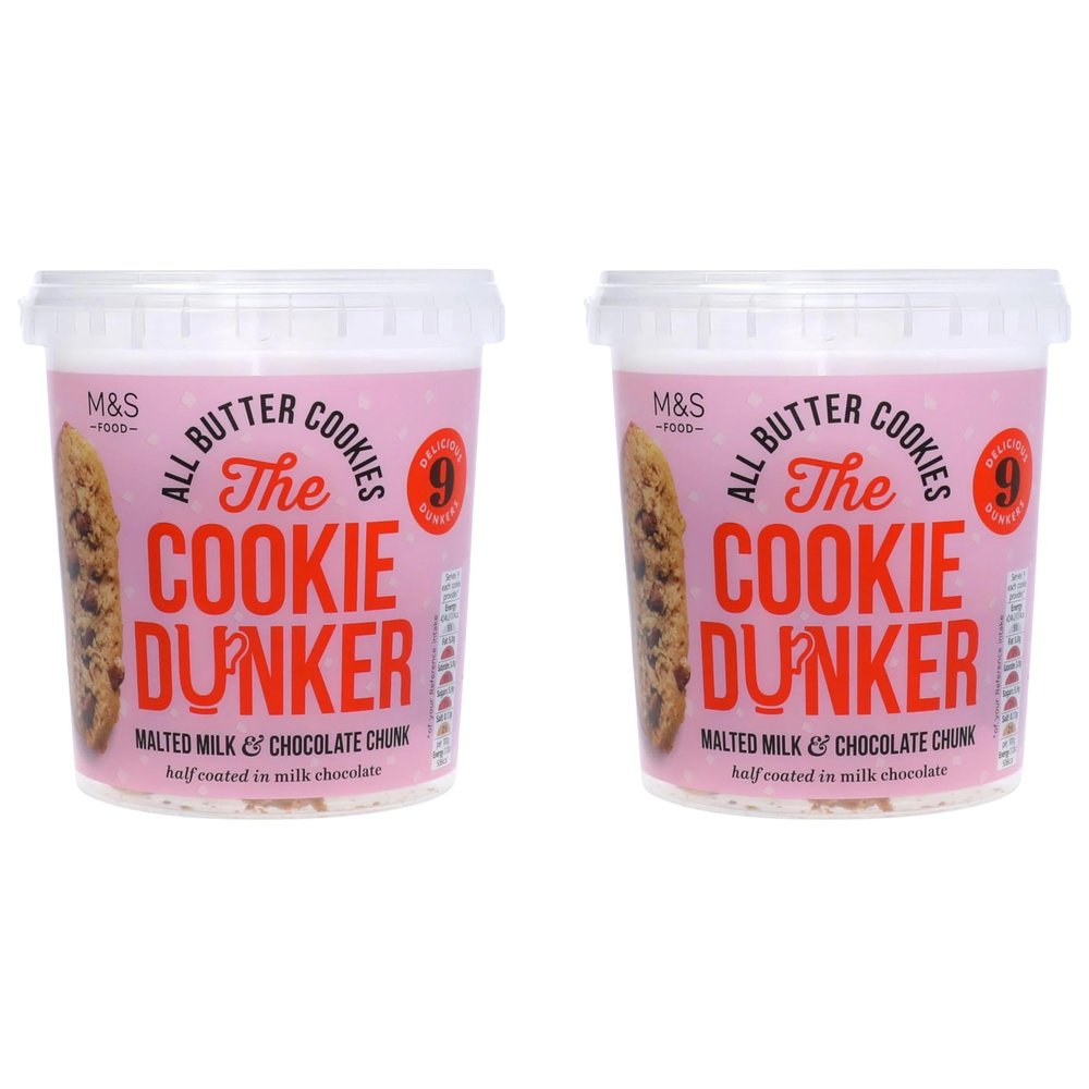 Katsy Style Original Cookie Dunkers | All Butter Malted Milk Cookies With Chocolate Chunks | Half Coated Milk Choco Biscuits For Tea Coffee Dunking | 9 Servings
