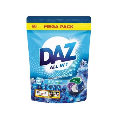 D@z All in One Laundry Pods, 60 Count, Whites and Colours, Lotus Breeze