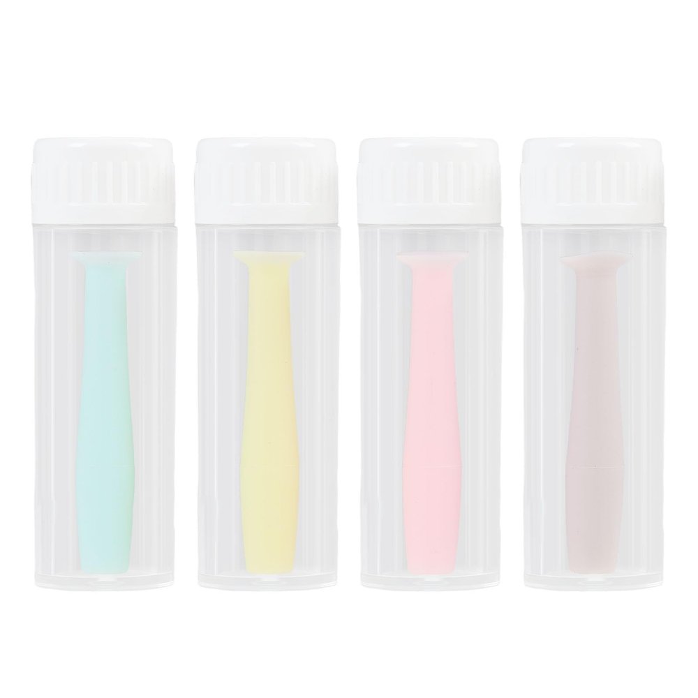 4 Pcs Contact Lens Remover Tool, Contact Lens Plunger, Suckers for Hard Contact Lenses RGP Ortho K Lens Removal Tool Silicone Suction Holder with Storage Tubes Only for Rigid Gas Permeable Hard Lenses