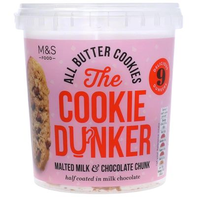 Katsy Style Cookie Dunkers | All Butter Malted Milk Chocolate Chunks Half Coated | Tea Coffee Dunking Snack |9 Servings