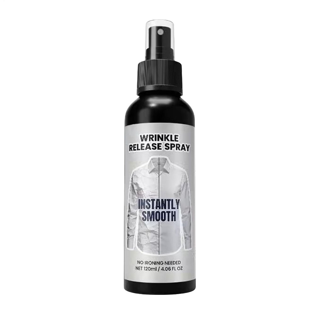 -free spray, 120 ml, non-iron smoothing solution for textiles, straightening spray for wrinkled clothes, for T-shirts, skirts, suits, dresses, home, travel and holidays