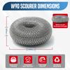 150Pcs Heavy Duty Galvanized Steel Scourers W90 (70g) Bulk Pack Professional Large Wire Scouring Pads for Grill, BBQ, Pots & Pans, Tough Stain & BurntOn Grease Removal Scourers. view 2