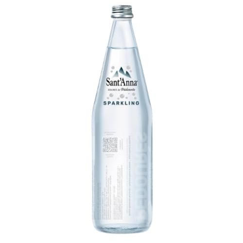 Acqua Sant'Anna Pdours Spring Natural Sparkling Mineral Water | Glass 12X75cl | Pure and low in minerals, with only 66 mg/l of fixed residue, making it extremely light.