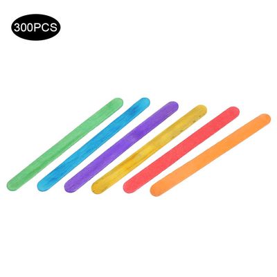TIKATARER 300pcs Wooden Ice Cream Sticks, Manual Colored Wooden Craft Sticks, DIY Craft with Smooth, Ideal for DIY Home Crafting & Summer Ice Treat Making