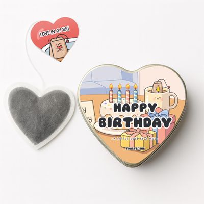 Birthday Heart-Shaped Tea Bags Premium Tea in Gift Tin (Set of 5) (Chai Tea)