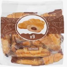 Hacendado Croissant Relleno de Crema al Cacao, 9 Unidades, 375g. Pack de 3