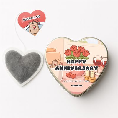 Anniversary Heart-Shaped Tea Bags Gift Tin Romantic Tea Gift for Couples, Husband or Wife Premium Tea, Keepsake Tin (Set of 5) (Chamomile Tea)