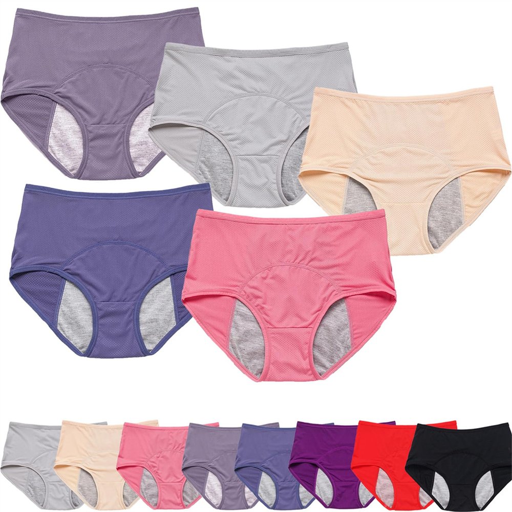 Dry Wear Unterhose Damen Inkontinenz, Drywear Auslaufsichere Unterwsche Damen, Hschen fr Frauen ber 60 Waschbare, Wiederverwendbare Baumwollhschen (5PCS-C,XL)