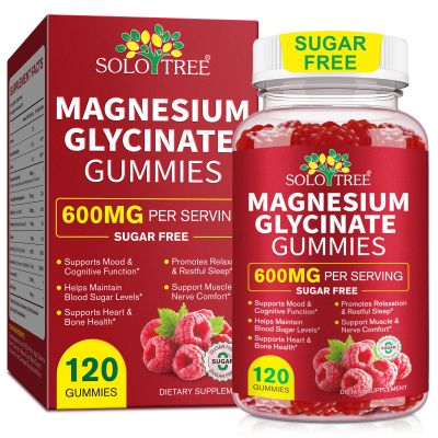 Magnesium Glycinate Gummies, 600mg High Absorption Magnesium Supplement, Sleep Support, Relaxation & Muscle Function, Sugar Free, Gluten-Free, Raspberry Flavor 120 Count