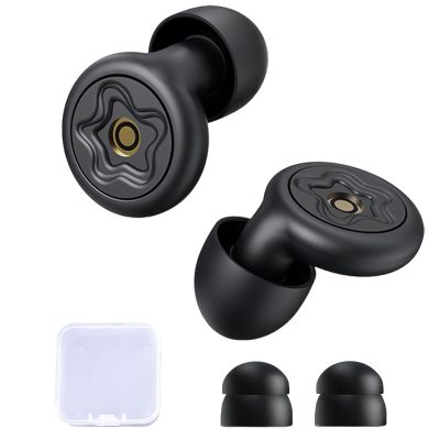 Sleeping Ear Plugs with Eartips & Portable Case, 50dB Ear Plugs for Snoring Blocking, Reusable Silicone Earplugs for Noise Cancelling Traveling Working (Black)