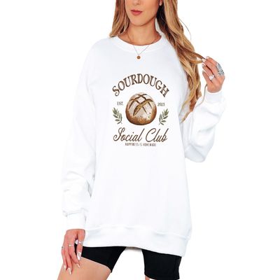 Sassy Souls Sourdough Est 2025 Social Club Happiness Is Homemade Womens Sweatshirt Sourdough Baking Bread Making Gift For Her 3XL (54-56) White