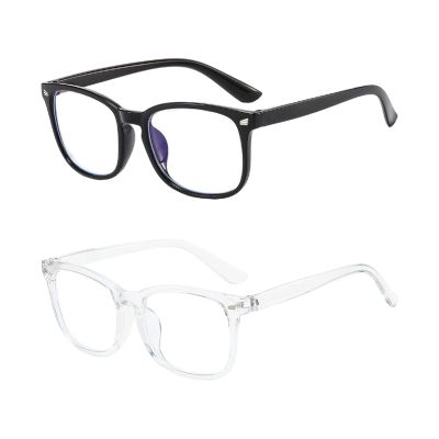 2-Pack Blue Light Blocking Glasses for Women Men, Reading glasses, Anti Glare Clear Computer Glasses to Prevent Eye Strain, Black frame Transparent mirror frame