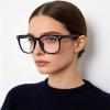 2-Pack Blue Light Blocking Glasses for Women Men, Reading glasses, Anti Glare Clear Computer Glasses to Prevent Eye Strain, Black frame Transparent mirror frame view 4