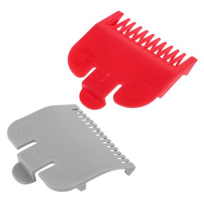 CHICAMPERA Professional Hair Clipper Guards Replacement Set with Positioning Comb, Multi-Function Grooming Trimmer Guides in Gray and Red, Hair Cutting Supplies for Salon and Home Use