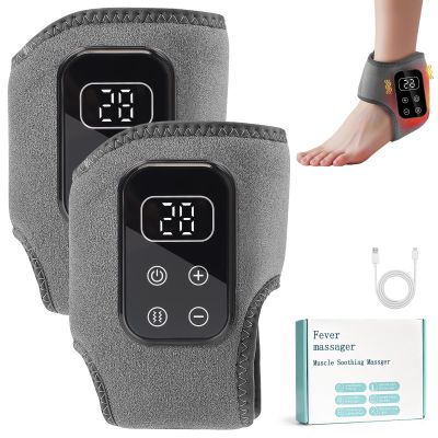 2Pcs Foot Massagers for Pain and Circulation, 3 in 1 Heated Cordless Foot Massager with 3 Modes, Rechargeable Ankle Heel Massager for Plantar Fasciitis Relief
