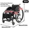 Foldable Sports Wheelchair, Lightweight Reinforced X-Cross Frame, 100kg Capacity for Youth and Adult Mobility view 2