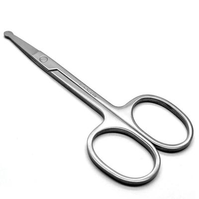 Round Safety Scissors|Professional Facial Hair Scissors Solid Stainless Steel Round Safety for Eyebrows Eyelashes Nose Hair Ear Mustache Trimming