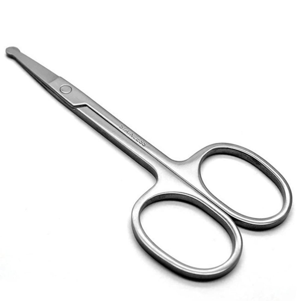 Round Safety Scissors|Professional Facial Hair Scissors Solid Stainless Steel Round Safety for Eyebrows Eyelashes Nose Hair Ear Mustache Trimming
