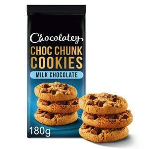 Chocolatey Choc Chunk Cookies, Milk Chocolate Biscuits, 180g, Suitable for Vegetarians